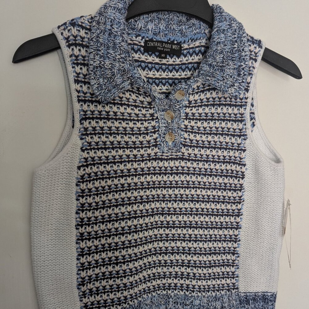 Central Park West Novelty Stitch Sleeveless Polo XS NWT